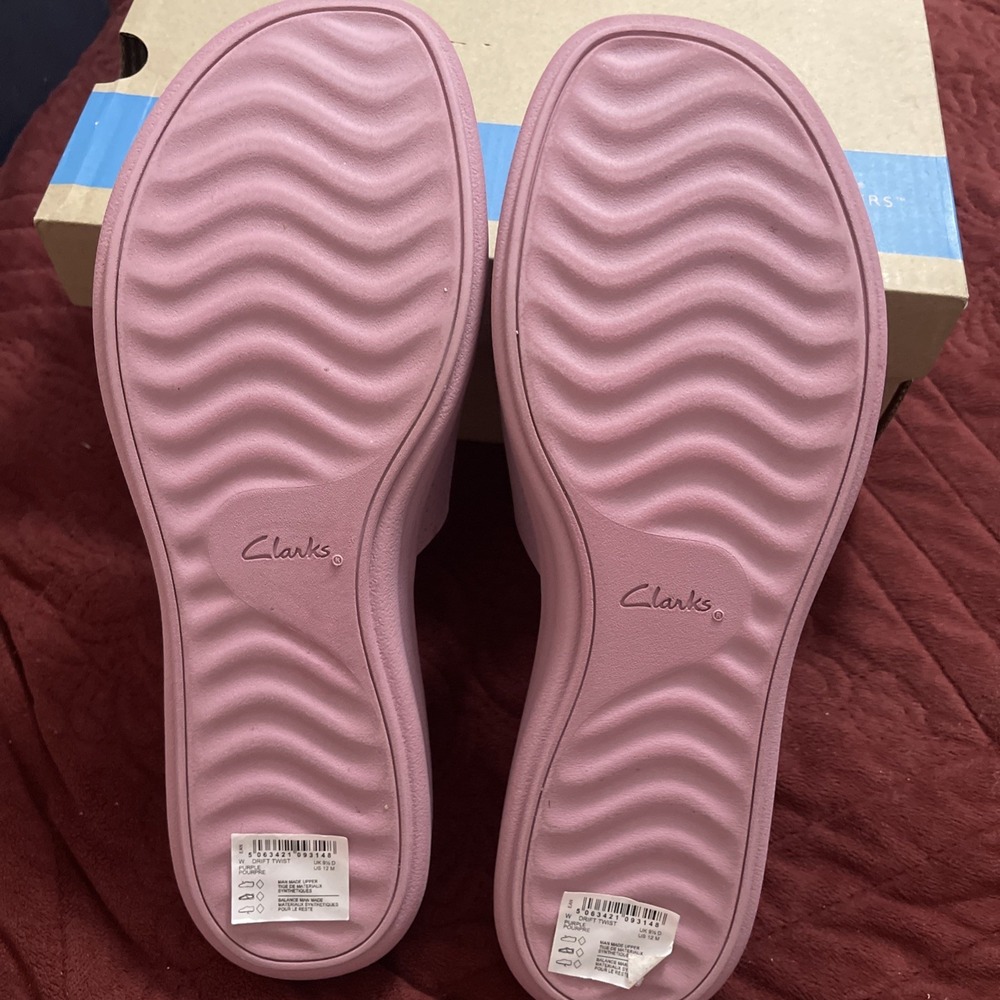 Clarks Womens 12 M Drift Twist Purple‎ Synthetic Casual Slides Sandals Shoes - Picture 11 of 14
